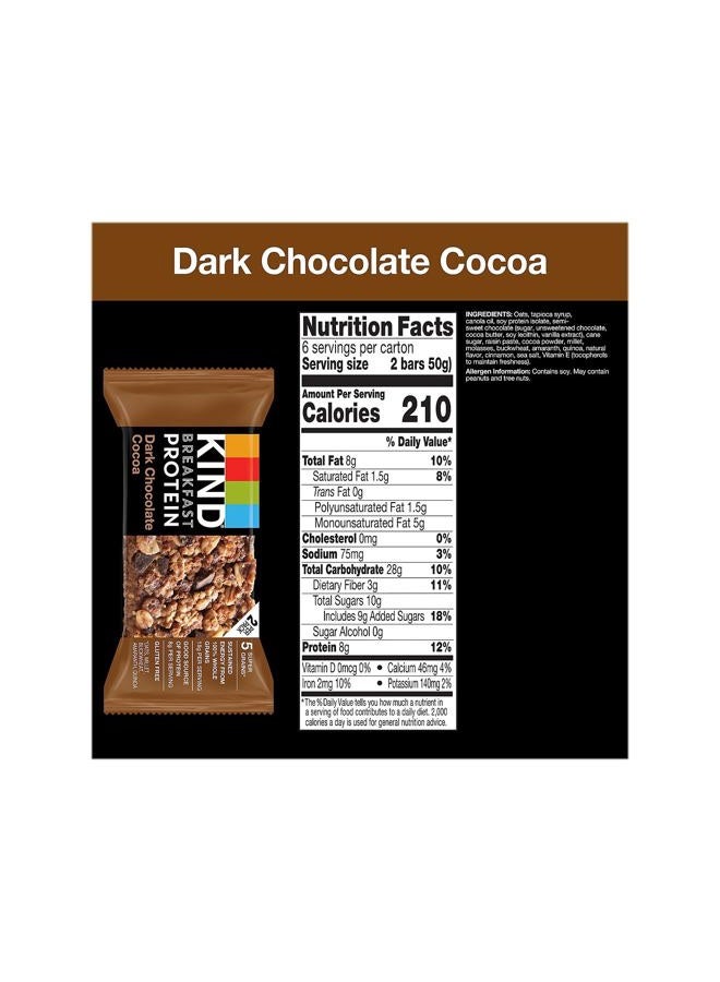KIND Breakfast, Healthy Snack Bar, Dark Chocolate Cocoa, Gluten Free Breakfast Bars, 8g Protein, 1.76 OZ Packs (6 Count) - Image 3