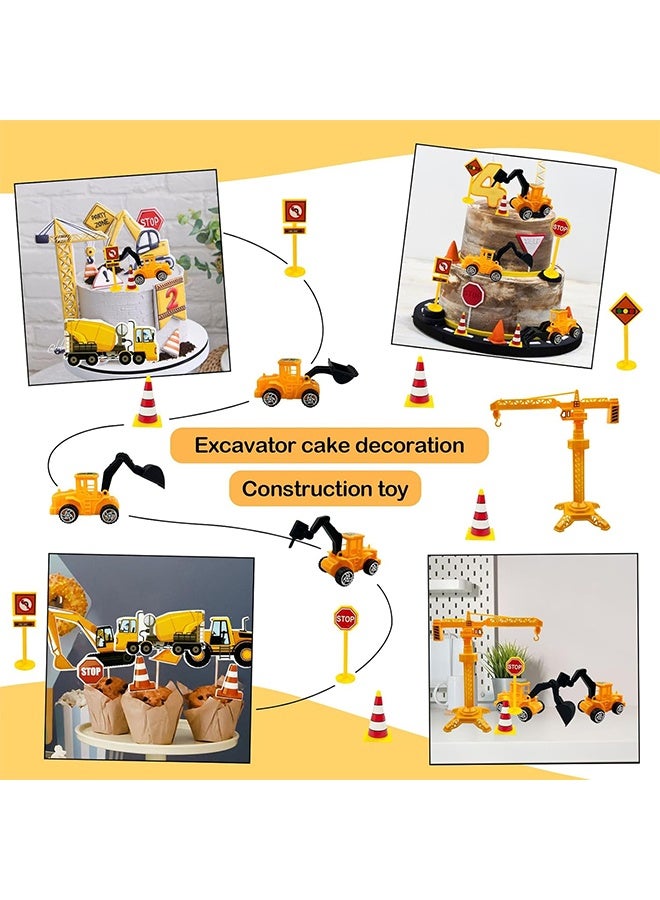 Quantum 12 PCS Construction Cake Topper Decorations, Excavator Cupcake Toppers Construction Birthday Party Supplies for Kids Boys - Image 4
