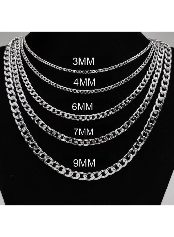 Men’s Cuban Link Chain Necklace – 4mm Wide, 60cm Long, Titanium Steel, Fade-Resistant, Minimalist Hip-Hop Jewelry for Daily Wear - Image 1
