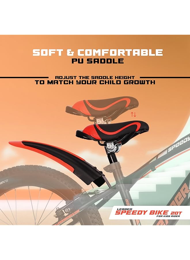 ليدر دراجة سبيدي بايك ٢٠ طن للأطفال من ٦ إلى ٩ سنوات (أسود/برتقالي) | مقاس الإطار ١٢ بوصة | دراجة للجنسين - Image 4