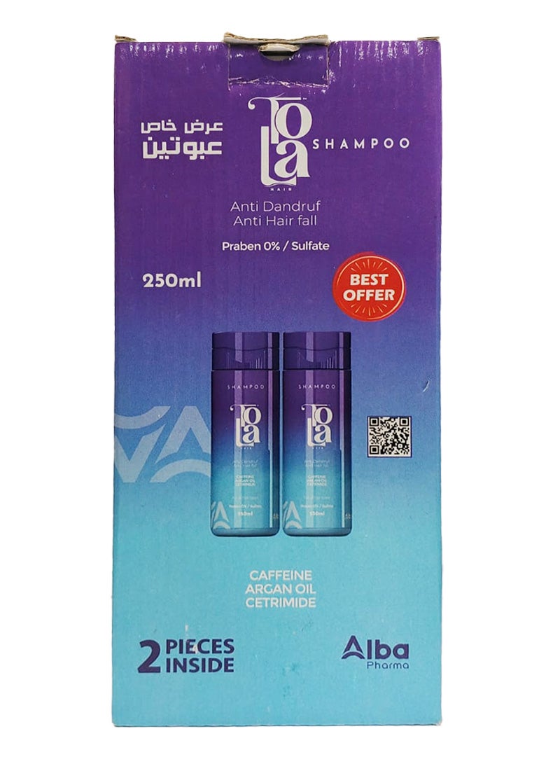 تولا عدد 2 عبوة بحجم 250 مل من شامبو Tola ضد القشرة وتساقط الشعر