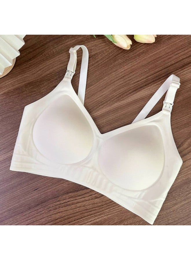 Goso Fixed Cup Maternity Nursing Bra, Push-up Postpartum Breastfeeding Bra Zj868, Moonlight White, S - Image 1