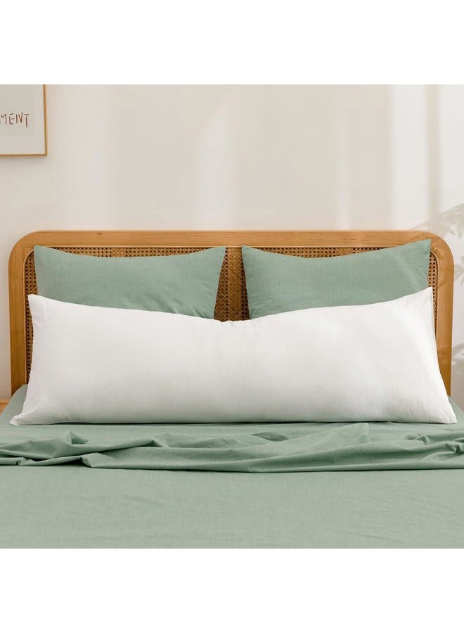 BESTOUCH 100% Washed Cotton Pillowcase for Hair and Skin Linen Feel Soft Comfortable Breathable 1 Pcs Pillow Case with Envelope Closure Solid Bright White Body 20x54 Inches - Image 1