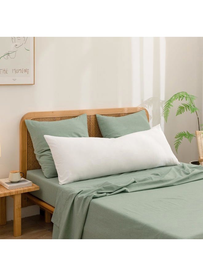 BESTOUCH 100% Washed Cotton Pillowcase for Hair and Skin Linen Feel Soft Comfortable Breathable 1 Pcs Pillow Case with Envelope Closure Solid Bright White Body 20x54 Inches - Image 2