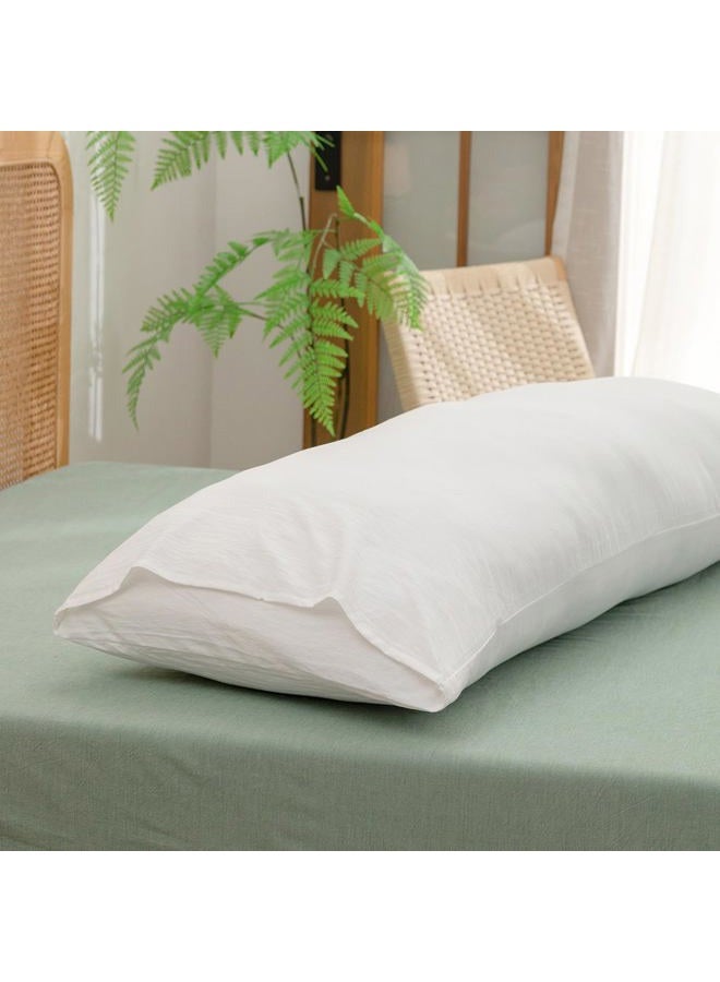 BESTOUCH 100% Washed Cotton Pillowcase for Hair and Skin Linen Feel Soft Comfortable Breathable 1 Pcs Pillow Case with Envelope Closure Solid Bright White Body 20x54 Inches - Image 4