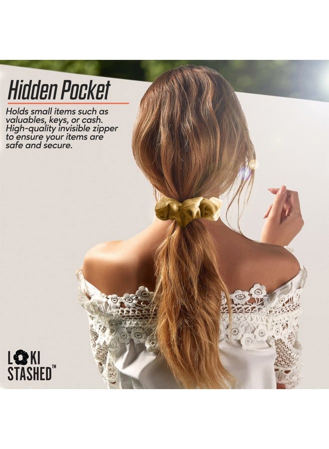 LokiStashed 3-PACK Velvet Hair Tie Scrunchies for VSCO Girls & Women, THE ORIGINAL HIDDEN POCKET SCRUNCHIE with Zipper Pocket Storage, Accessories, Small Items, Keys, Money (Golden Hour Set) - Image 5