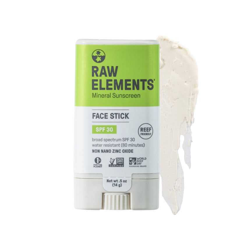 Raw Elements Face AllNatural Mineral Sunscreen Stick NonNano Zinc Oxide 95 Organic WaterResistant 80 Min Reef Safe All Ages Safe SPF 30 Travel Sunblock 05 oz