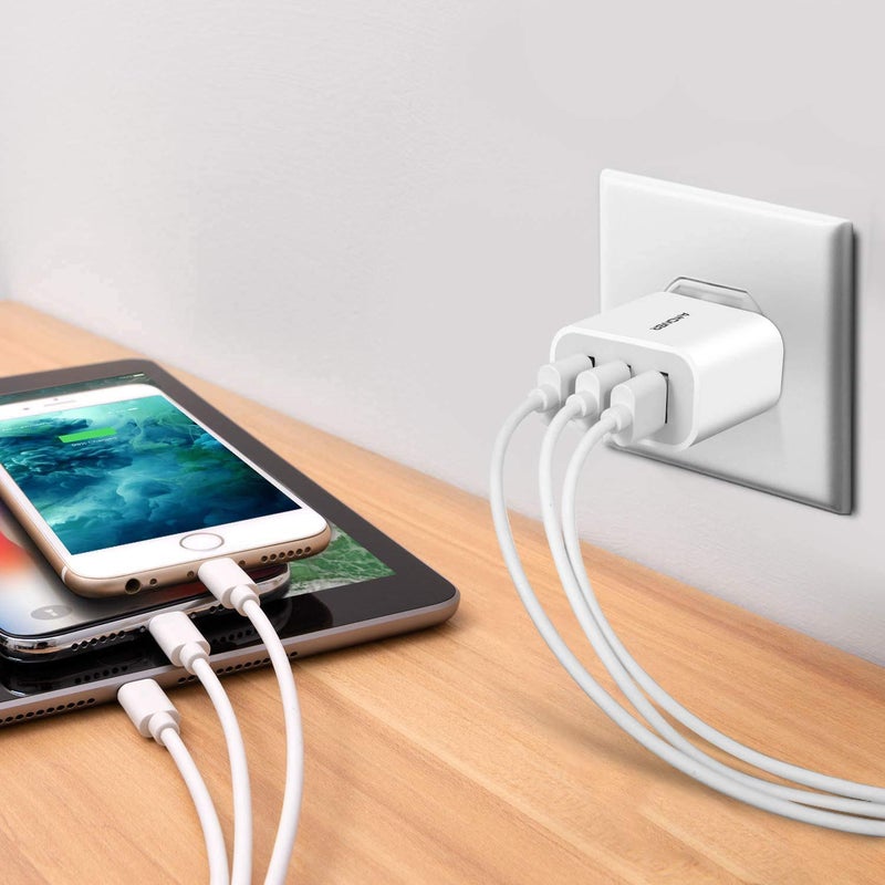 Amoner USB Wall Charger, Amoner 2Pack 15W 3-Port USB Charger Block iPhone Cube Charging Blocks for iPhone 14/13/12/11/X/XR/X/8/7/6, Galaxy, Android Phones and More - Image 2