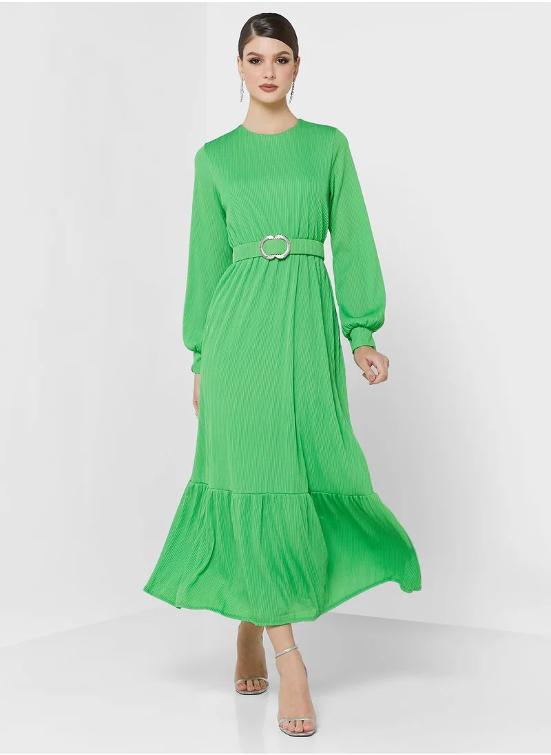 Khizana Ruffled Puff Sleeve Dress