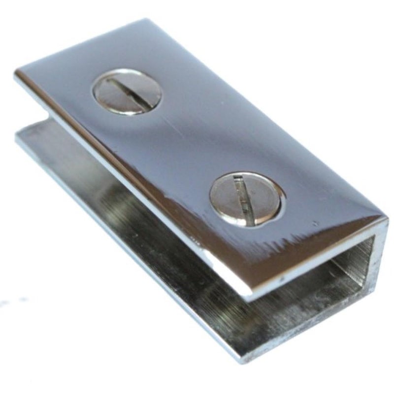 RiseOm U Bracket Glass Mount Bracket of Brass Polished Chrome Finish 8mm U Pack of 10 - Image 1