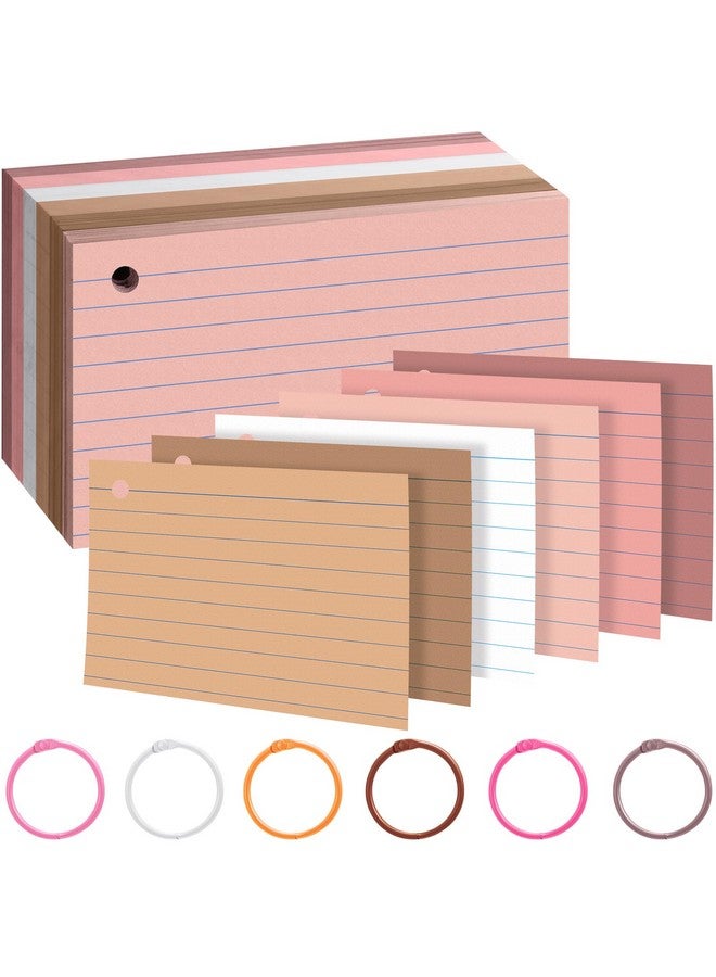 Leelosp 300 Pcs Colored Ruled Index Cards With 6 Rings Neon Color Study Flash Cards Single Hole Punched Lined Flashcards Studying Notecards One Side For School Supplies (Yellow Series 3 X 5 In)  - Image 1