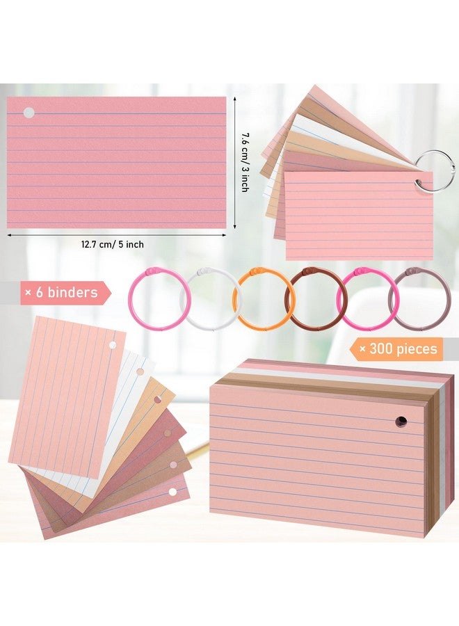Leelosp 300 Pcs Colored Ruled Index Cards With 6 Rings Neon Color Study Flash Cards Single Hole Punched Lined Flashcards Studying Notecards One Side For School Supplies (Yellow Series 3 X 5 In)  - Image 2