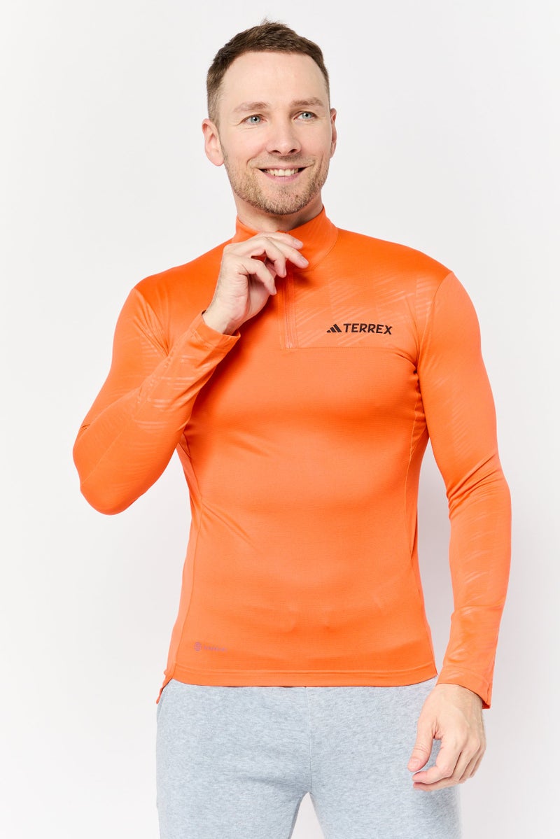 Adidas Men Sportswear Fit Long Sleeves Training Jersey, Orange  - Image 1
