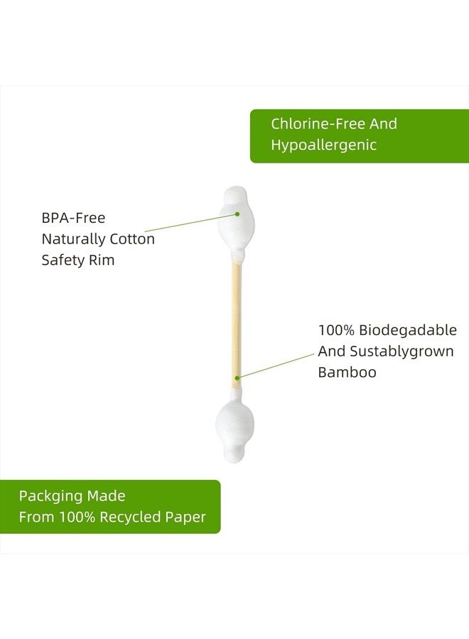 Isshah Baby Cotton Swabs - 108 Count - Bamboo Handle Cotton Tips, 100% Biodegradable, Gentle, Eco Friendly, Double Tips, Plastic Free Safety Baby Cotton Buds by Isshah - Image 2