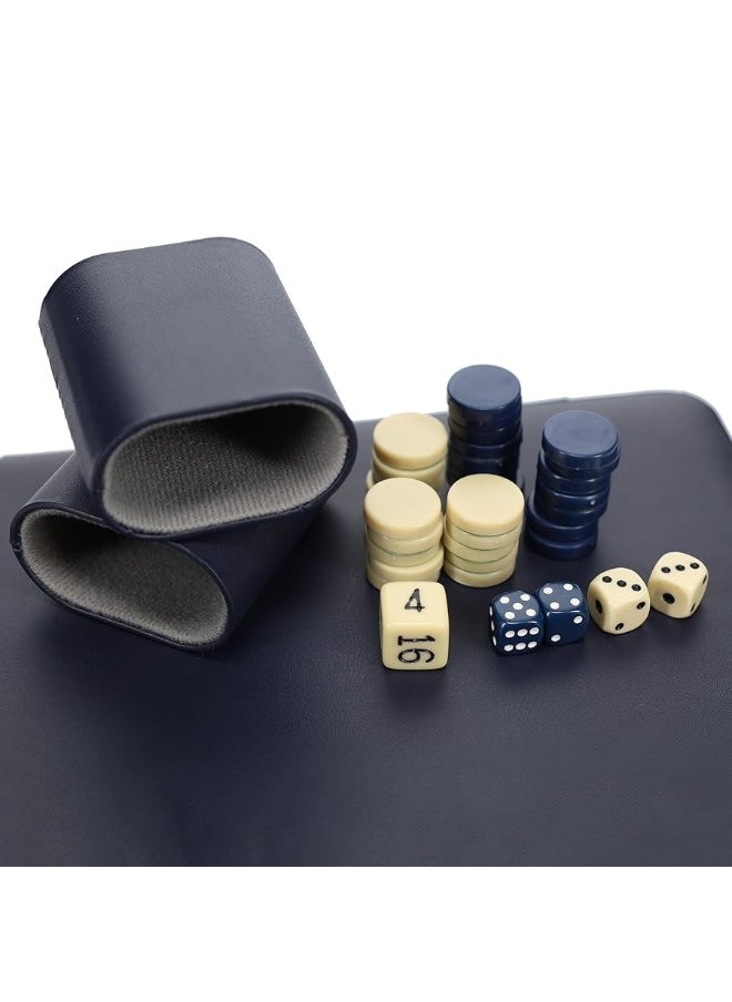 WE Games WE Games Backgammon Set, Board Games for Adults - Travel Games - Magnetic with Navy Blue Leatherette Backgammon Board and Carrying Strap - Travel Backgammon Sets for Adults  - Image 3