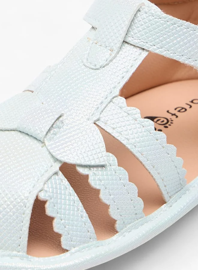 Barefeet Girls Textured Strap Sandals with Hook and Loop Closure