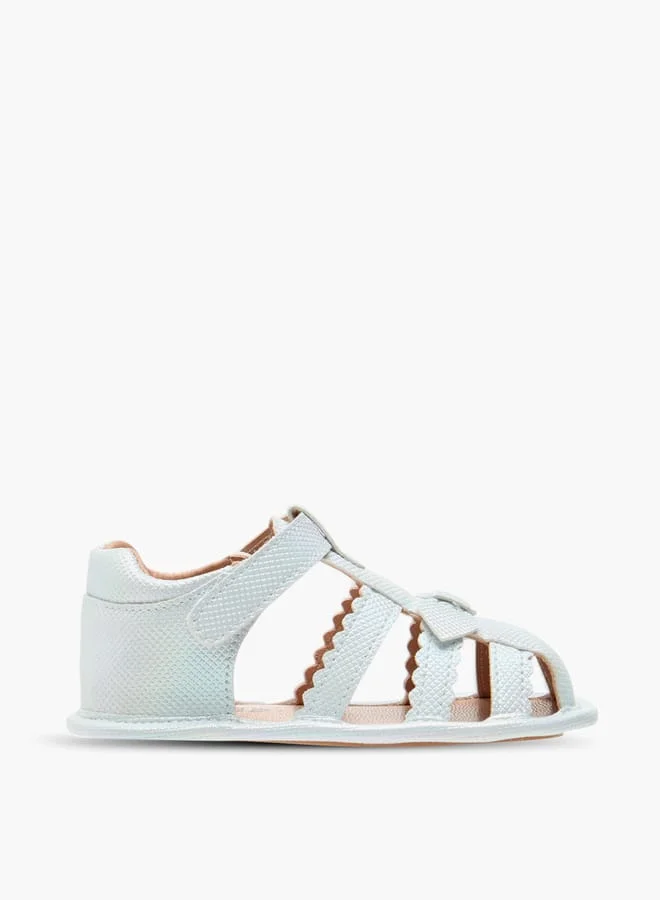 Barefeet Girls Textured Strap Sandals with Hook and Loop Closure