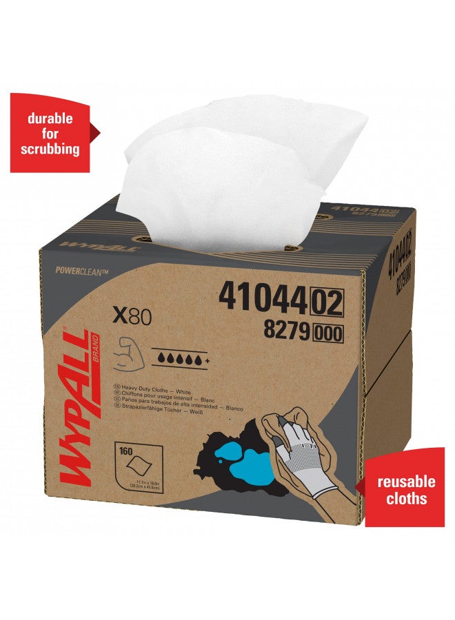WypAll WypAll Power Clean X80 Heavy Duty Cloths (41044), Brag Box, White, 1 Box with 160 Sheets  - Image 5