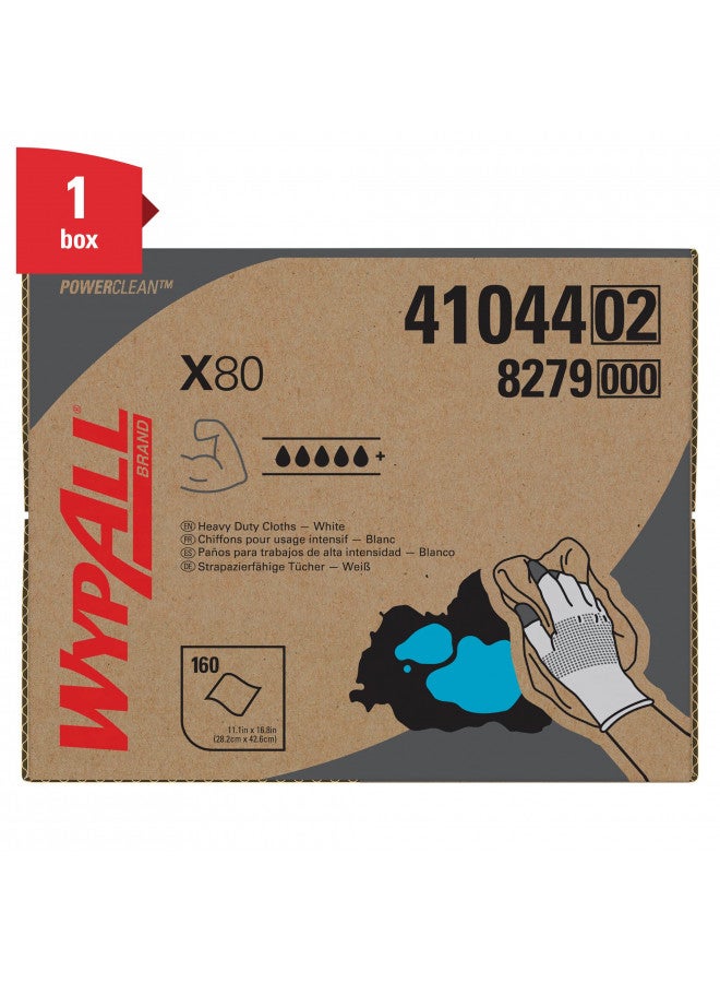 WypAll WypAll Power Clean X80 Heavy Duty Cloths (41044), Brag Box, White, 1 Box with 160 Sheets  - Image 2