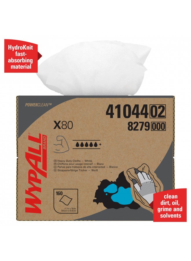 WypAll WypAll Power Clean X80 Heavy Duty Cloths (41044), Brag Box, White, 1 Box with 160 Sheets  - Image 4
