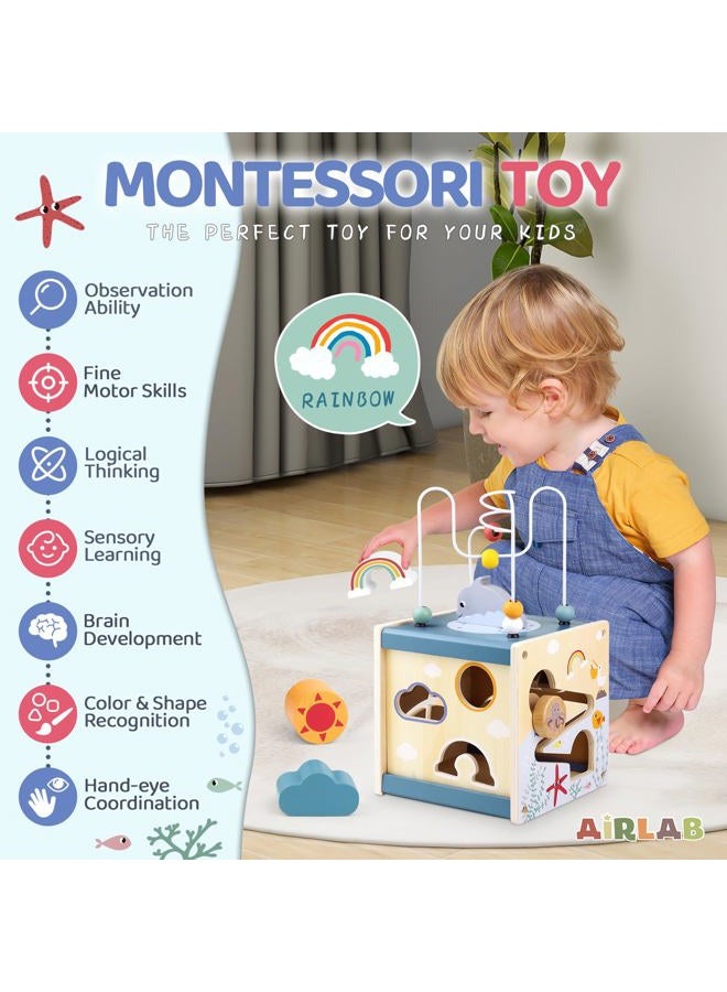 Airlab Motor Skills Cube Motor Skills Toy from 1 Year, Activity Cube Baby Montessori Wooden Toy for Children, Activity Centre Baby Toy Wood, Children's Toy Learning Toy Gift for Toddlers - Image 5