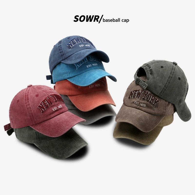 2025 Men'S Trendy Letter Embroidery Washed Distressed Peaked Cap Personalized Men'S And Women'S Denim Baseball Cap - Image 2
