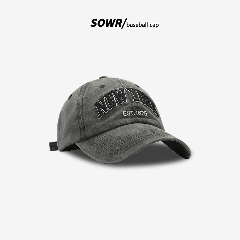 2025 Men'S Trendy Letter Embroidery Washed Distressed Peaked Cap Personalized Men'S And Women'S Denim Baseball Cap - Image 5