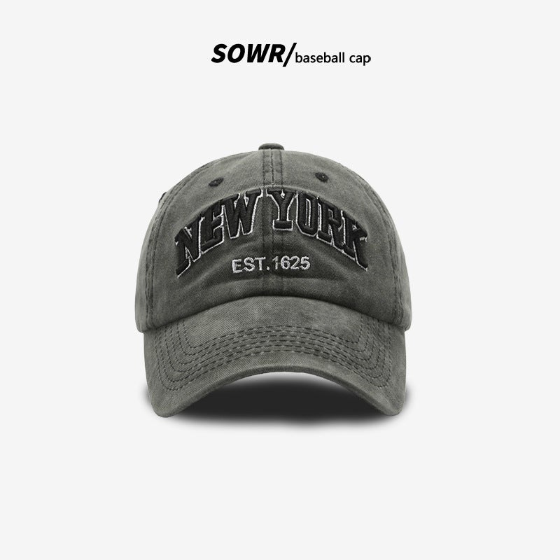 2025 Men'S Trendy Letter Embroidery Washed Distressed Peaked Cap Personalized Men'S And Women'S Denim Baseball Cap - Image 3