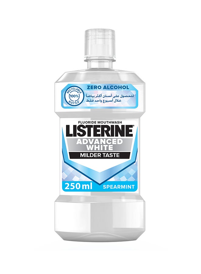 Listerine Advanced Spearmint Flavour White Mouthwash Removes Tough Stains With Milder Taste 250ml - Image 1