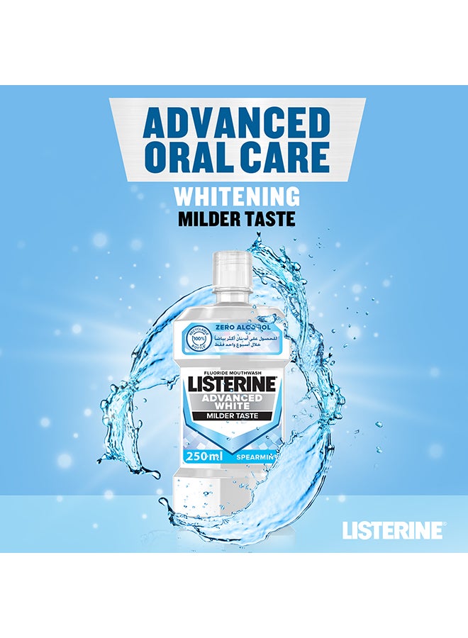 Listerine Advanced Spearmint Flavour White Mouthwash Removes Tough Stains With Milder Taste 250ml - Image 2