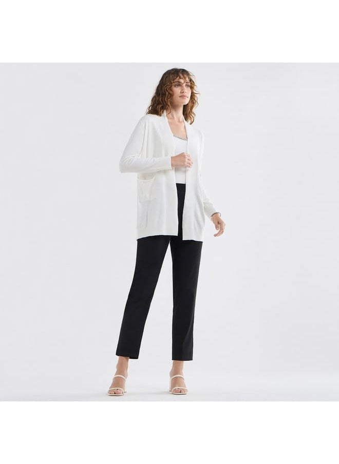 Splash FAV - Textured Open Front Cardigan with Long Sleeves - Image 1