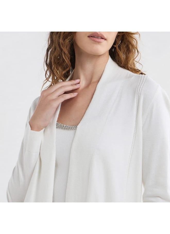 Splash FAV - Textured Open Front Cardigan with Long Sleeves - Image 1