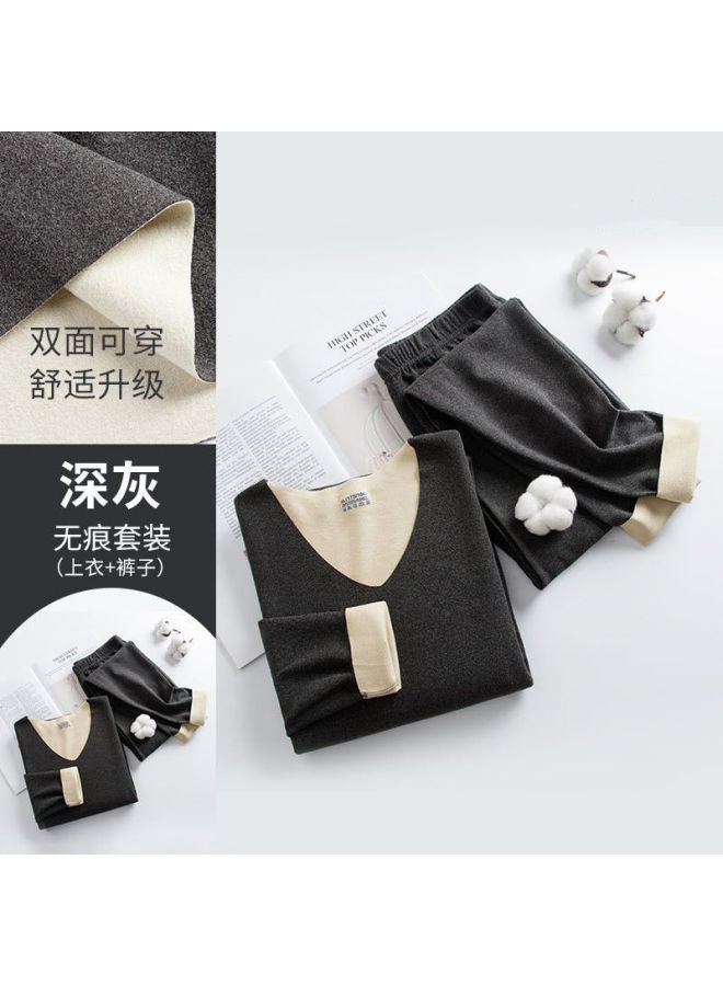 Ab-sided Seamless Thermal Underwear Set For Men And Women, Couple's Autumn Clothes And Pants, Men's Base Layer, Double-sided, Two-tone Seamless Design
