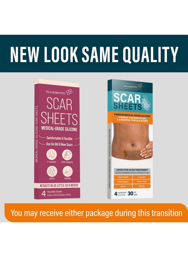 Nuvadermis - Silicone Scar Sheets Extra Long Scar Sheets For Csection Tummy Tuck Keloid And Surgical Scars Reusable Medical Grade Silicone Scar Sheets Pack Of 4 Medium Tone - Image 1