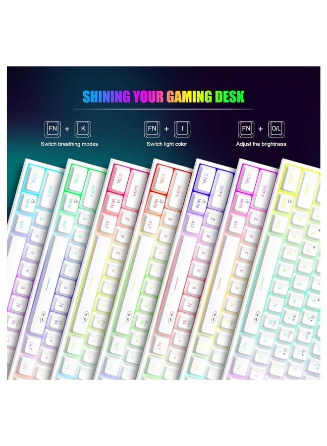 MageGee Gaming Keyboard 60% Waterproof Ultra-Compact Mini 61 Keys Keyboard RGB Backlit Portable Computer Keyboard for Mac Windows Laptop Xbox PS PC (White) - Image 2