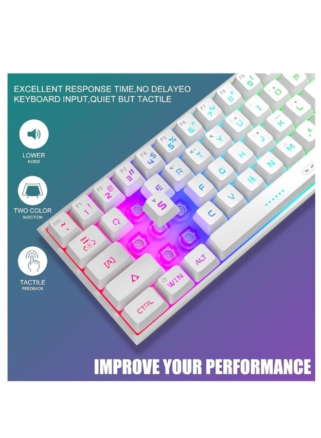 MageGee Gaming Keyboard 60% Waterproof Ultra-Compact Mini 61 Keys Keyboard RGB Backlit Portable Computer Keyboard for Mac Windows Laptop Xbox PS PC (White) - Image 4