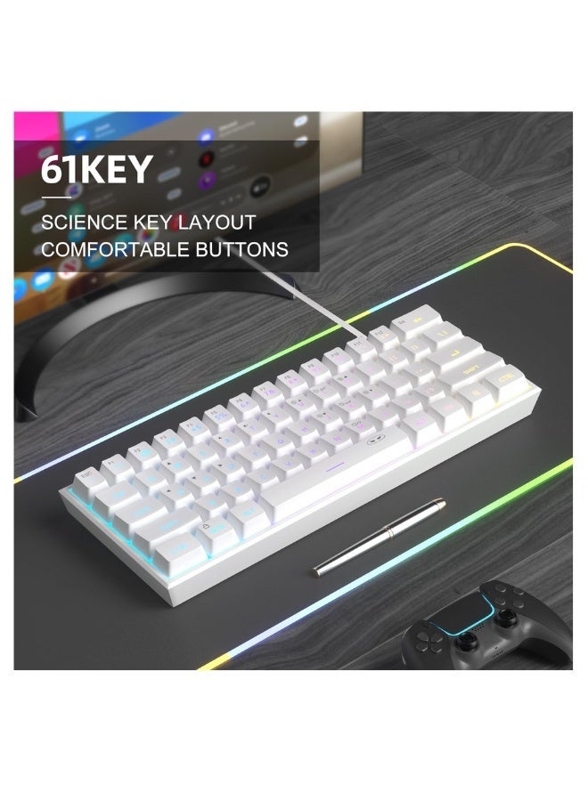 MageGee Gaming Keyboard 60% Waterproof Ultra-Compact Mini 61 Keys Keyboard RGB Backlit Portable Computer Keyboard for Mac Windows Laptop Xbox PS PC (White) - Image 5