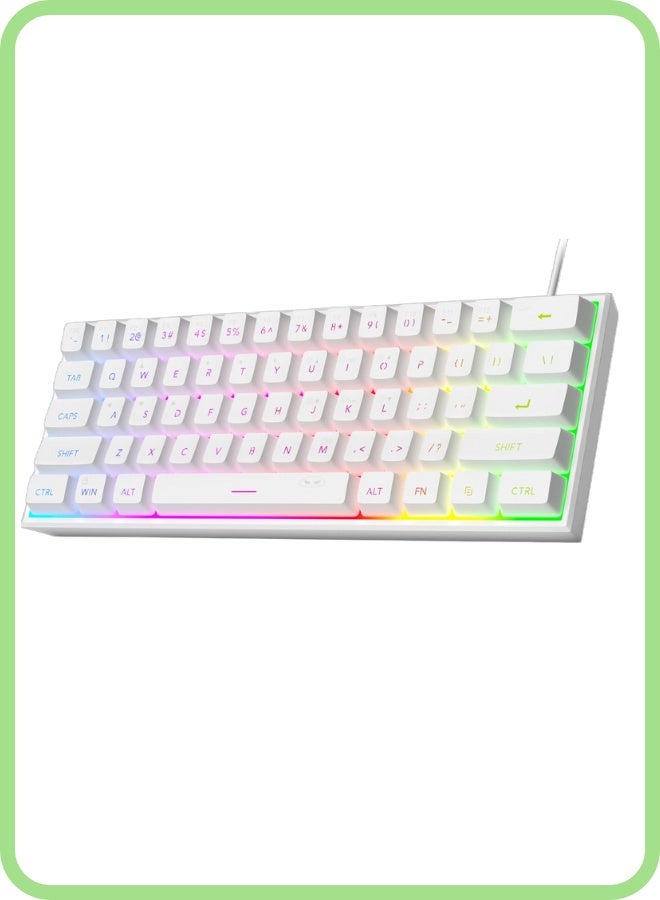 MageGee Gaming Keyboard 60% Waterproof Ultra-Compact Mini 61 Keys Keyboard RGB Backlit Portable Computer Keyboard for Mac Windows Laptop Xbox PS PC (White) - Image 1