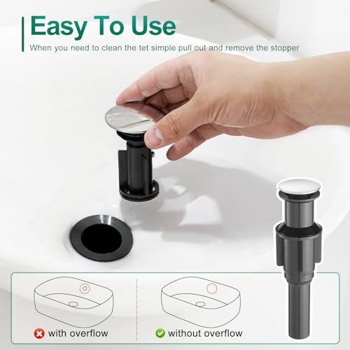 VOTON Vessel Sink Faucet Single Handle Tall Bathroom Sink Faucet Chrome Bathroom Vanity Faucet Basin Mixer Tap with Water Supply Lines and Pop Up Drain,Solid Brass - Image 4