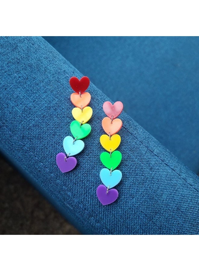 Goolsky Six-Color Acrylic Heart Tassel Earrings for Women – Cute Sweet Dangle Earrings, Six-Color Acrylic Hearts Tassels Lightweight Hypoallergenic, Casual Outings Daily Wear Gift - Image 3