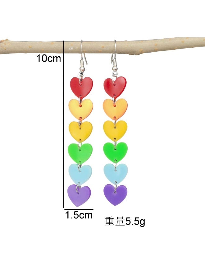 Goolsky Six-Color Acrylic Heart Tassel Earrings for Women – Cute Sweet Dangle Earrings, Six-Color Acrylic Hearts Tassels Lightweight Hypoallergenic, Casual Outings Daily Wear Gift - Image 2