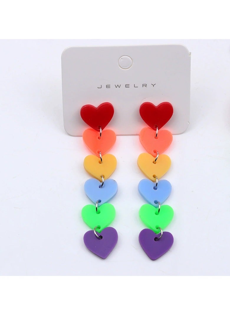 Goolsky Six-Color Acrylic Heart Tassel Earrings for Women – Cute Sweet Dangle Earrings, Six-Color Acrylic Hearts Tassels Lightweight Hypoallergenic, Casual Outings Daily Wear Gift - Image 5