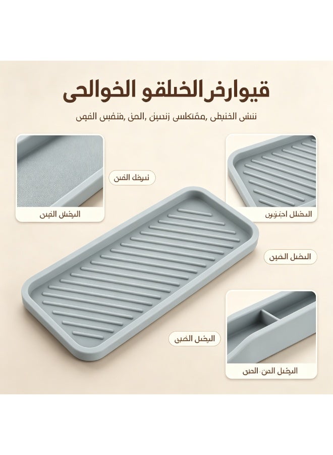 صينية منظم سيليكون لتصريف المياه، صينية تخزين لسطح الحمام والمطبخ - Image 3