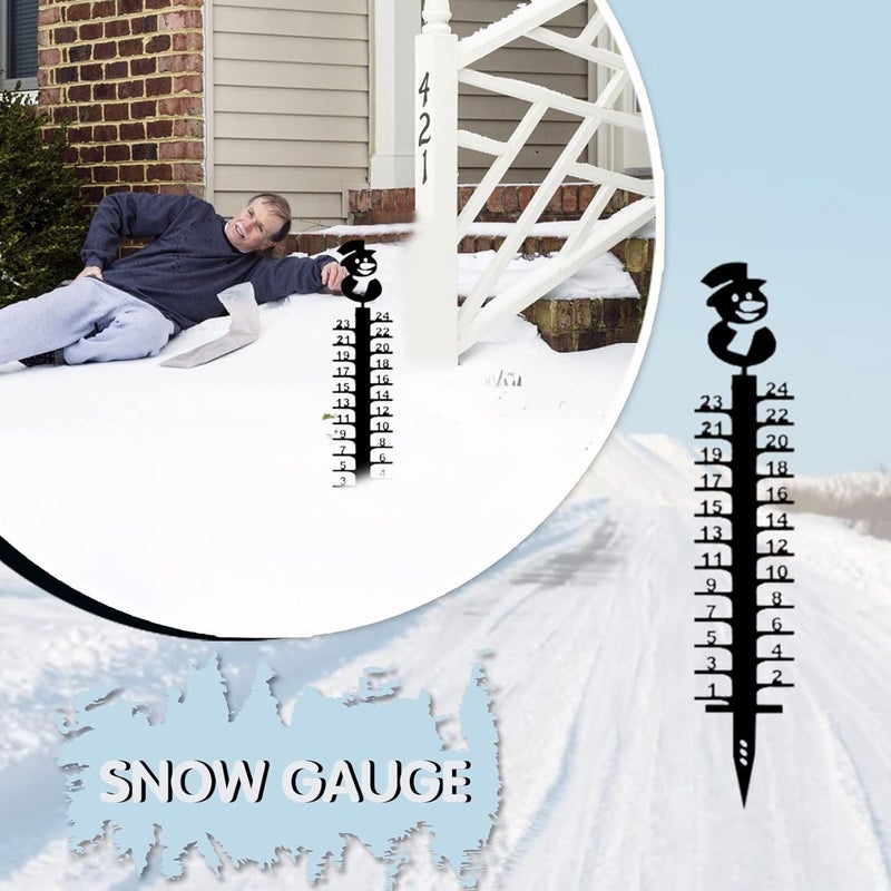 comfrt Snowflake Snow Gauge Outdoor, Snowflake Snow Gauge Measuring Gauge, Metal Snow Gauge Yard Stake for Yard, Christmas Rain Gauge Outdoor Decoration (Snowman) - Image 2