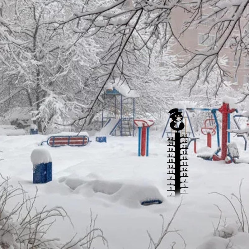 comfrt Snowflake Snow Gauge Outdoor, Snowflake Snow Gauge Measuring Gauge, Metal Snow Gauge Yard Stake for Yard, Christmas Rain Gauge Outdoor Decoration (Snowman) - Image 4