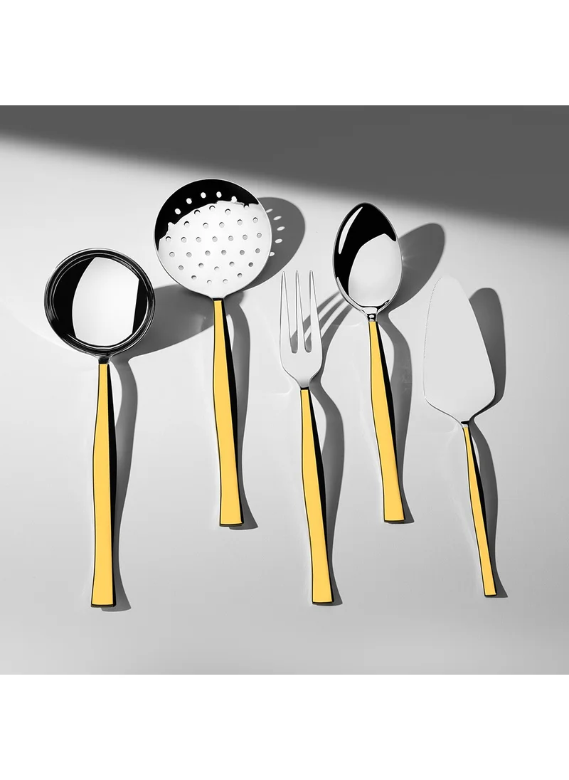 نهر Elegant Gold Plain 5 Piece Stainless Steel Serving Set