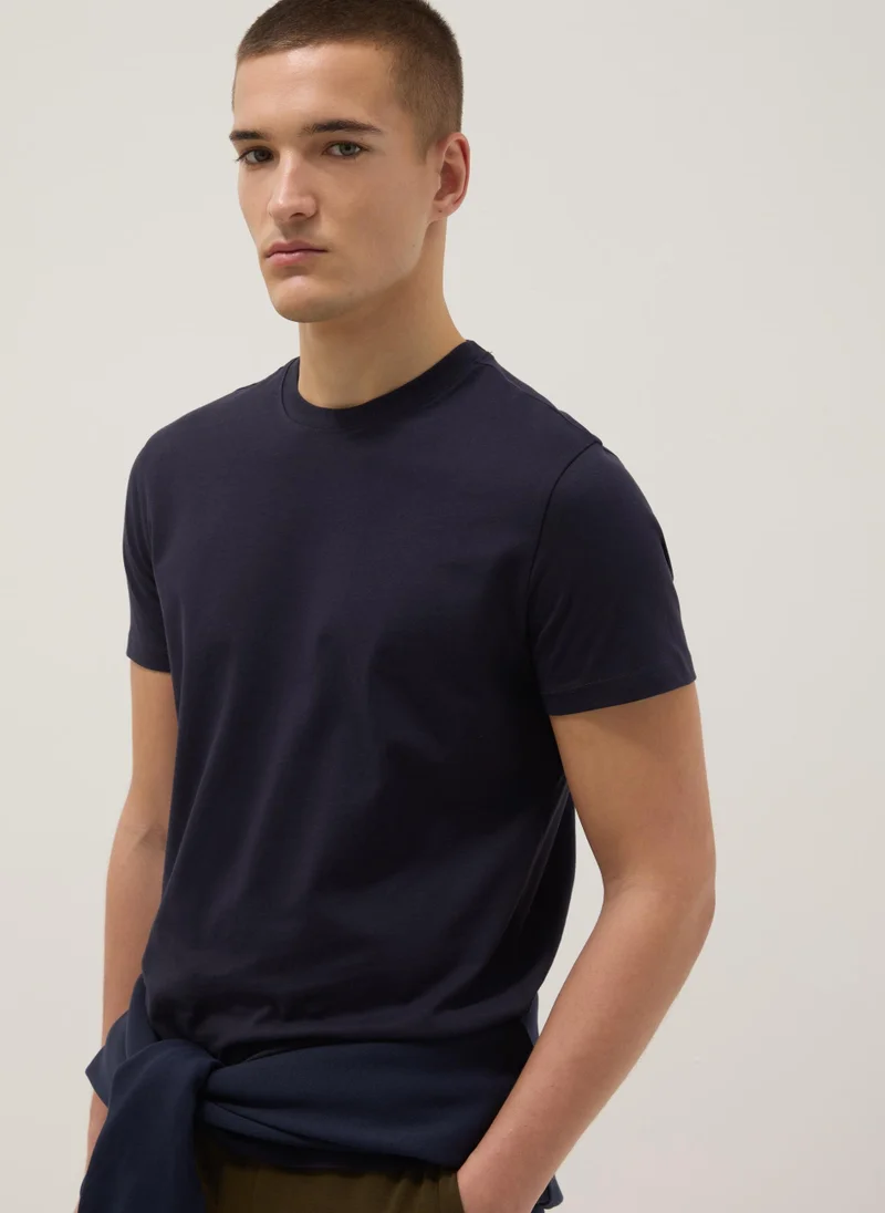 او في اس OVS Blue Pure Cotton Short-Sleeve T-Shirt