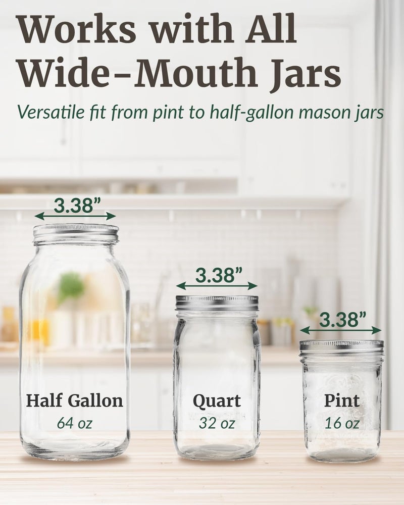Elementi Mason Jar Fermentation Lids - Perfect Fermentation Kit for Wide Mouth Mason Jars, Make Delicious Pickles, Sauerkraut & Kimchi at Home, Airlocks for Fermenting - Set of 2 Lids - Image 4