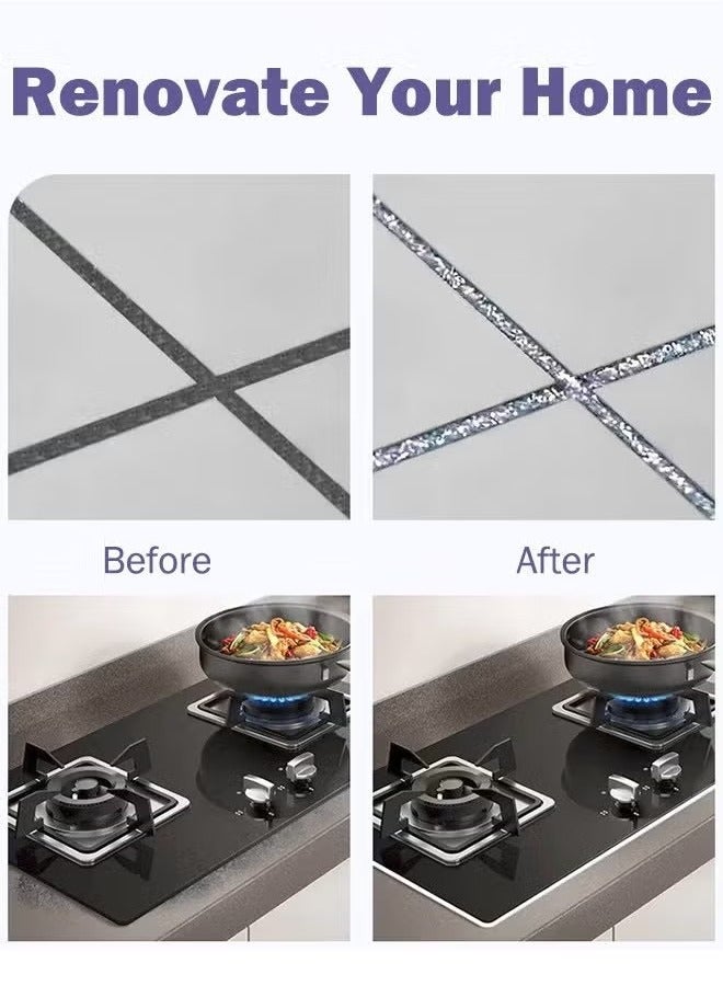 ASHILE 150ML Tile Grout Paint Filler Tube Grout Caulk Sealant Glue Sealer For Bathroom Shower Kitchen Ceramic Tile Repair Restore And Renew Tile Joints Line Gaps Replace Grout Pen, （Shiny Silver） - Image 4