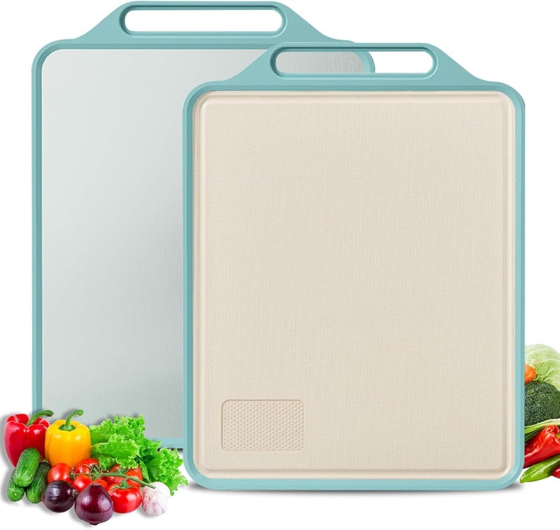CPENSUS Dual Side Stainless Steel Chopping Board Large for Vegetable Kitchen Non Slip Heavy Duty Toxic Free Titanium Board 40 x 30 cm - Image 1